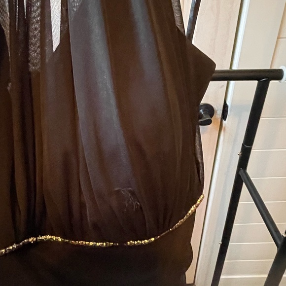 Black chiffon gown - rhinstones band under chest - ruching on the side - Picture 4 of 5